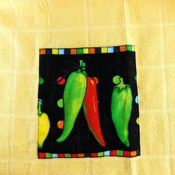 Kay Dee Designs Southwest Cotton Kitchen Towel, Hot Pad LOT Of 6 Peppers Black - Picture 12 of 14